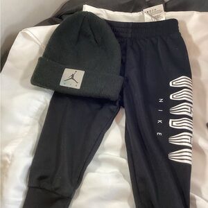 Nike Jordan Kids Black Joggers and Beanie